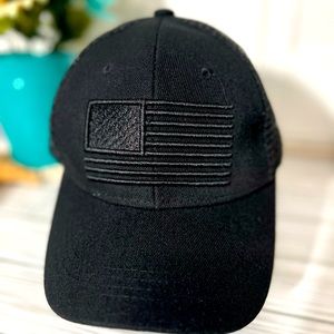 American Flag Embroidered Hat, Adjustable Back, Black